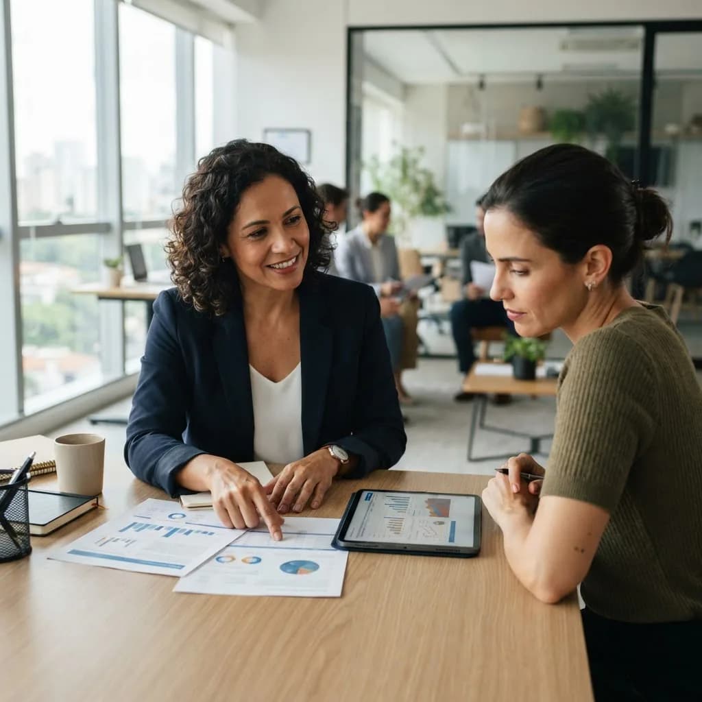 Consultora da NCA em conversa próxima com uma cliente