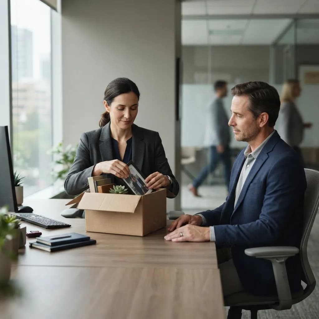 Conversa privada e respeitosa concluindo uma relação de trabalho com serenidade